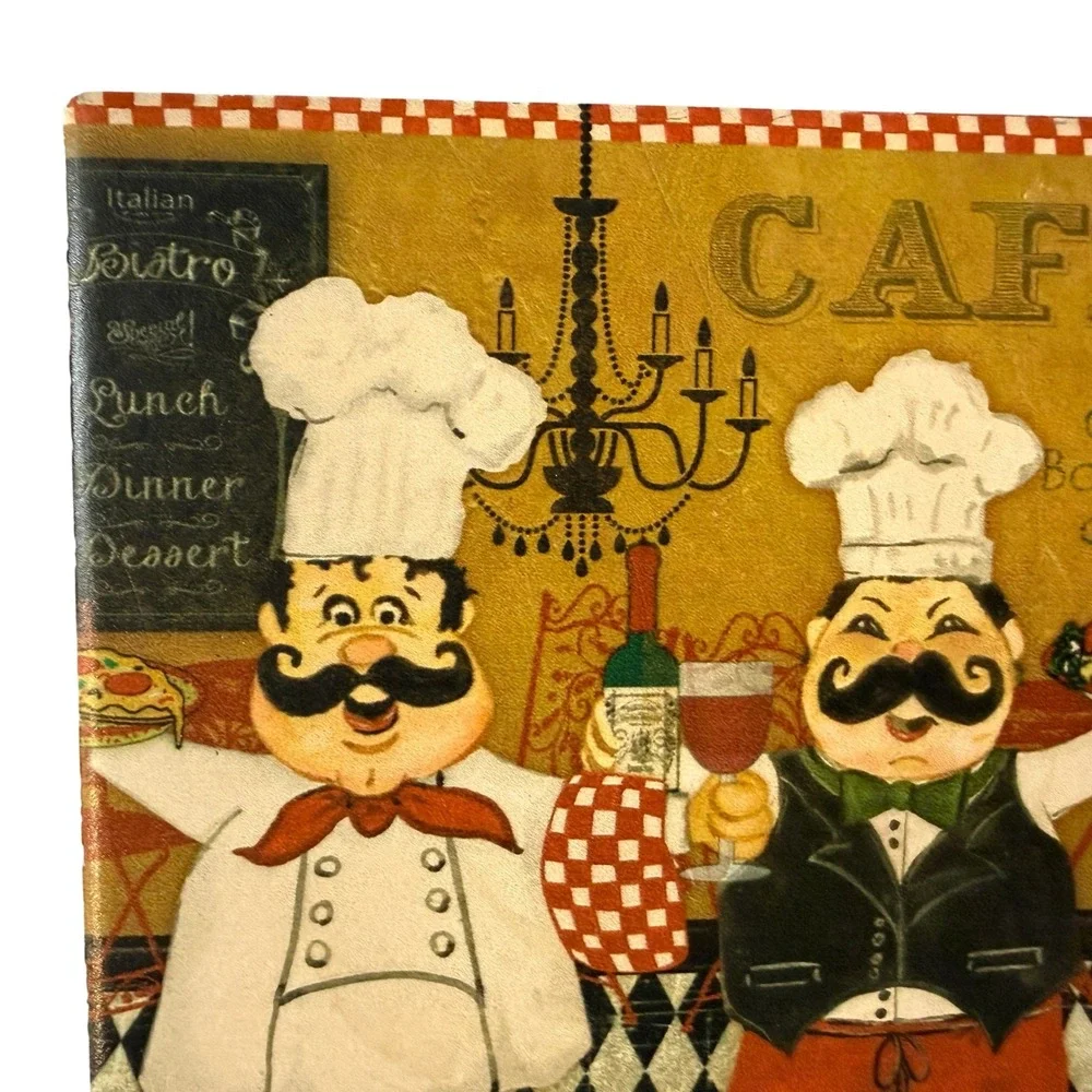 VTG Ceramic Coasters Italian Chef Cafe Design Cork Back Kitchen Decor Set of 4